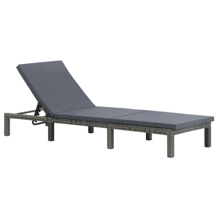Tumbona con cojín ratán sintético gris antracita de vidaXL, Tumbonas - Ref: Foro24-47752, Precio: 141,47 €, Descuento: %