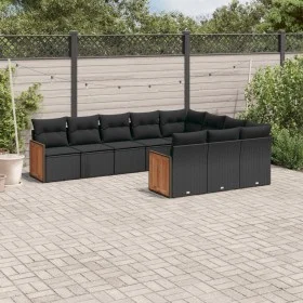 Gartensofa-Set 10-teilig mit schwarzen synthetischen Rattankissen von , Gartensets - Ref: Foro24-3228015, Preis: 658,83 €, Ra...