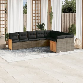 9-teiliges Gartenmöbel-Set und graue synthetische Rattankissen von , Gartensets - Ref: Foro24-3227985, Preis: 539,47 €, Rabat...
