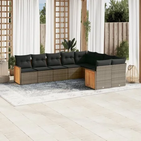 Set de muebles de jardín 9 pzas y cojines ratán sintético gris de , Conjuntos de jardín - Ref: Foro24-3227985, Precio: 551,24...