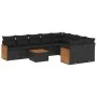 Gartensofa-Set 10-teilig mit schwarzen synthetischen Rattankissen von , Gartensets - Ref: Foro24-3227987, Preis: 614,46 €, Ra...