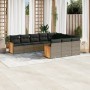 10-piece garden sofa set with gray synthetic rattan cushions by , Garden sets - Ref: Foro24-3228020, Price: 595,34 €, Discoun...