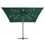 Cantilever umbrella with LED lights and green steel post 250x250 cm by vidaXL, Umbrellas - Ref: Foro24-46993, Price: 88,98 €,...