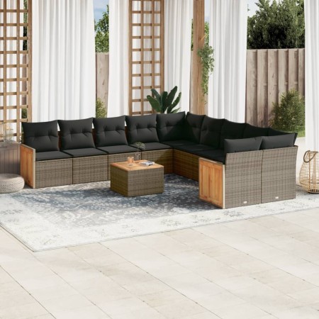 11-piece garden sofa set and gray synthetic rattan cushions by , Garden sets - Ref: Foro24-3228041, Price: 622,86 €, Discount: %
