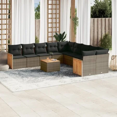 11-piece garden sofa set and gray synthetic rattan cushions by , Garden sets - Ref: Foro24-3228041, Price: 646,82 €, Discount: %