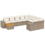 Set de sofás de jardín 11pzas con cojines ratán sintético beige de , Conjuntos de jardín - Ref: Foro24-3225631, Precio: 698,5...