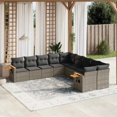 10-piece garden sofa set with gray synthetic rattan cushions by , Garden sets - Ref: Foro24-3259596, Price: 619,81 €, Discoun...