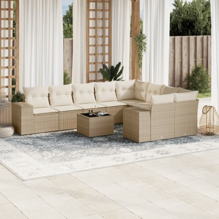 Garden sofa set with beige cushions 10 pieces synthetic rattan by , Garden sets - Ref: Foro24-3223047, Price: 655,44 €, Disco...