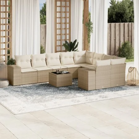 Garden sofa set with beige cushions 10 pieces synthetic rattan by , Garden sets - Ref: Foro24-3223047, Price: 683,05 €, Disco...