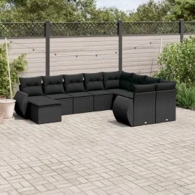 Garden sofa set 10 pieces with black synthetic rattan cushions by , Modular outdoor sofas - Ref: Foro24-3221854, Price: 657,5...