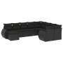 Gartensofa-Set 10-teilig mit schwarzen synthetischen Rattankissen von , Modulare Sofas für den Außenbereich - Ref: Foro24-322...