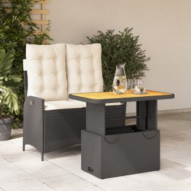 Set comedor de jardín 2 pzas con cojines ratán sintético negro