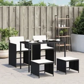 Set de muebles jardín 5 pzas con cojines ratán sintético negro de , Conjuntos de jardín - Ref: Foro24-365080, Precio: 190,56 ...