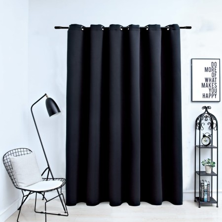 Cortina opaca con anillas de metal negro 290x245 cm de vidaXL, Cortinas y visillos - Ref: Foro24-134413, Precio: 37,35 €, Des...