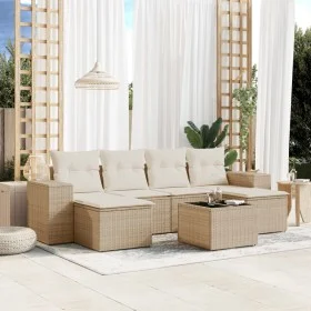 7-teiliges Gartensofa-Set und beige synthetische Rattankissen von , Gartensets - Ref: Foro24-3222927, Preis: 449,03 €, Rabatt: %