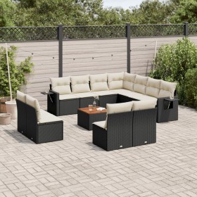 Gartensofa-Set 12-teilig mit schwarzen synthetischen Rattankissen von , Modulare Sofas für den Außenbereich - Ref: Foro24-322...