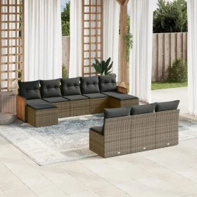 10-piece garden sofa set with gray synthetic rattan cushions by , Garden sets - Ref: Foro24-3228069, Price: 547,95 €, Discoun...