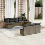 10-piece garden sofa set with gray synthetic rattan cushions by , Garden sets - Ref: Foro24-3228069, Price: 547,95 €, Discoun...