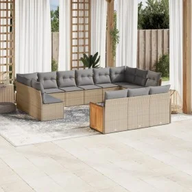 Garden sofa and cushion set 13 pieces beige synthetic rattan by , Garden sets - Ref: Foro24-3228138, Price: 841,14 €, Discoun...