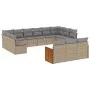 Garden sofa and cushion set 13 pieces beige synthetic rattan by , Garden sets - Ref: Foro24-3228138, Price: 841,14 €, Discoun...