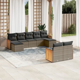 9-piece garden furniture set and gray synthetic rattan cushions by , Garden sets - Ref: Foro24-3228083, Price: 525,68 €, Disc...