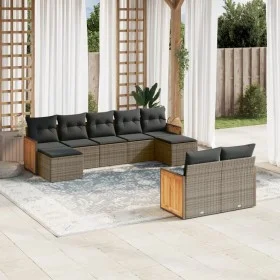 9-piece garden furniture set and gray synthetic rattan cushions by , Garden sets - Ref: Foro24-3228083, Price: 545,78 €, Disc...