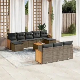 11-piece garden sofa set and gray synthetic rattan cushions by , Garden sets - Ref: Foro24-3228104, Price: 650,74 €, Discount: %