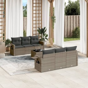 Set de sofás de jardín 7 piezas con cojines ratán PE gris de , Conjuntos de jardín - Ref: Foro24-3252747, Precio: 503,57 €, D...