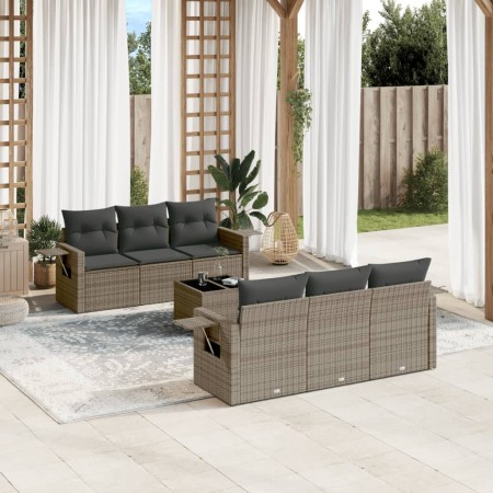 7-piece garden sofa set with gray PE rattan cushions by , Garden sets - Ref: Foro24-3252747, Price: 503,57 €, Discount: %