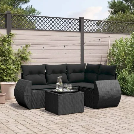 5-teiliges Gartenmöbel-Set und schwarze synthetische Rattankissen von , Gartensets - Ref: Foro24-3253652, Preis: 351,99 €, Ra...