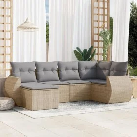 Garden sofa set with cushions 6 pieces beige synthetic rattan by , Garden sets - Ref: Foro24-3253996, Price: 420,11 €, Discou...