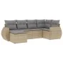 Garden sofa set with cushions 6 pieces beige synthetic rattan by , Garden sets - Ref: Foro24-3253996, Price: 420,11 €, Discou...