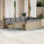 11-teiliges Gartensofa-Set mit beigen synthetischen Rattankissen von , Gartensets - Ref: Foro24-3220728, Preis: 689,53 €, Rab...