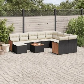11-piece garden sofa set and black synthetic rattan cushions by , Garden sets - Ref: Foro24-3228240, Price: 615,82 €, Discoun...