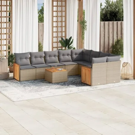 Garden sofa set with beige cushions 10 pieces synthetic rattan by , Garden sets - Ref: Foro24-3227991, Price: 614,40 €, Disco...