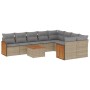 Juego de sofás jardín con cojines beige 10 pzas ratán sintético de , Conjuntos de jardín - Ref: Foro24-3227991, Precio: 556,59 €