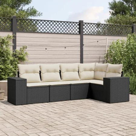 5-piece garden furniture set and black synthetic rattan cushions by , Modular outdoor sofas - Ref: Foro24-3222525, Price: 341...