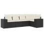 Set de muebles de jardín 5 pzas y cojines ratán sintético negro de , Sofás modulares de exterior - Ref: Foro24-3222525, Preci...