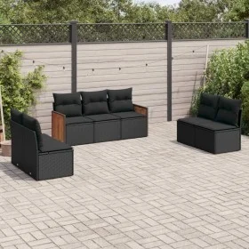 7-piece garden dining set and black synthetic rattan cushions by , Garden sets - Ref: Foro24-3227553, Price: 426,60 €, Discou...