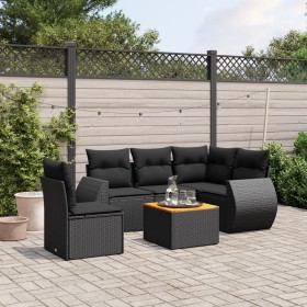 6-piece garden sofa set and black synthetic rattan cushions by , Garden sets - Ref: Foro24-3225005, Price: 392,00 €, Discount: %