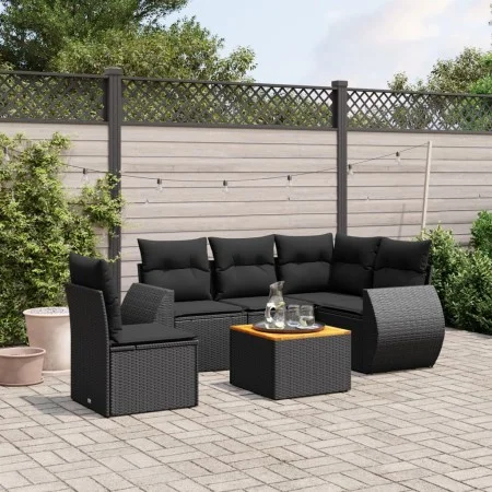 6-piece garden sofa set and black synthetic rattan cushions by , Garden sets - Ref: Foro24-3225005, Price: 413,31 €, Discount: %