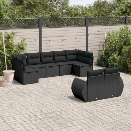 8-piece garden sofa set and black synthetic rattan cushions by , Modular outdoor sofas - Ref: Foro24-3221814, Price: 610,17 €...