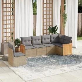 Gartensofa-Set mit Kissen, 6-teilig, beiges synthetisches Rattan von , Gartensets - Ref: Foro24-3227697, Preis: 405,02 €, Rab...