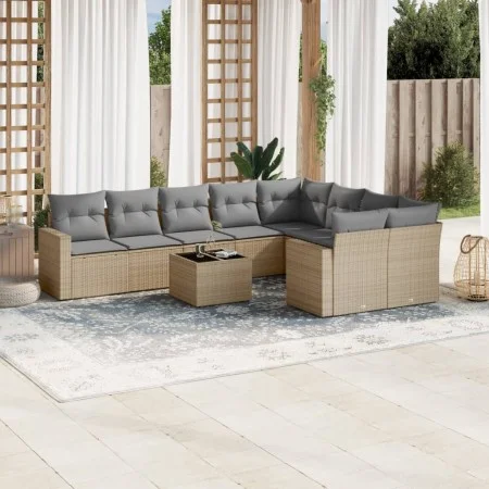 Garden sofa set with beige cushions 10 pieces synthetic rattan by , Garden sets - Ref: Foro24-3219439, Price: 606,06 €, Disco...