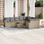 Gartensofa-Set mit beigen Kissen, 10-teilig, synthetisches Rattan von , Gartensets - Ref: Foro24-3219439, Preis: 586,18 €, Ra...