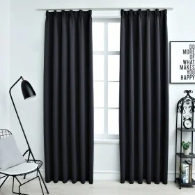 Blackout curtains with hooks 2 pieces black 140x225 cm by vidaXL, Curtains and curtains - Ref: Foro24-134415, Price: 37,99 €,...