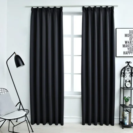 Blackout curtains with hooks 2 pieces black 140x225 cm by vidaXL, Curtains and curtains - Ref: Foro24-134415, Price: 37,99 €,...