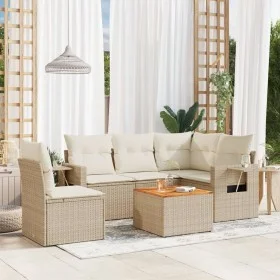 Garden sofa set with cushions 6 pieces beige synthetic rattan by , Modular outdoor sofas - Ref: Foro24-3224567, Price: 427,59...