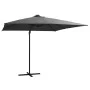 Sombrilla voladiza con luces LED y poste acero gris 250x250 cm de vidaXL, Sombrillas - Ref: Foro24-46994, Precio: 88,87 €, De...
