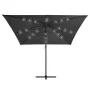 Sombrilla voladiza con luces LED y poste acero gris 250x250 cm de vidaXL, Sombrillas - Ref: Foro24-46994, Precio: 88,87 €, De...